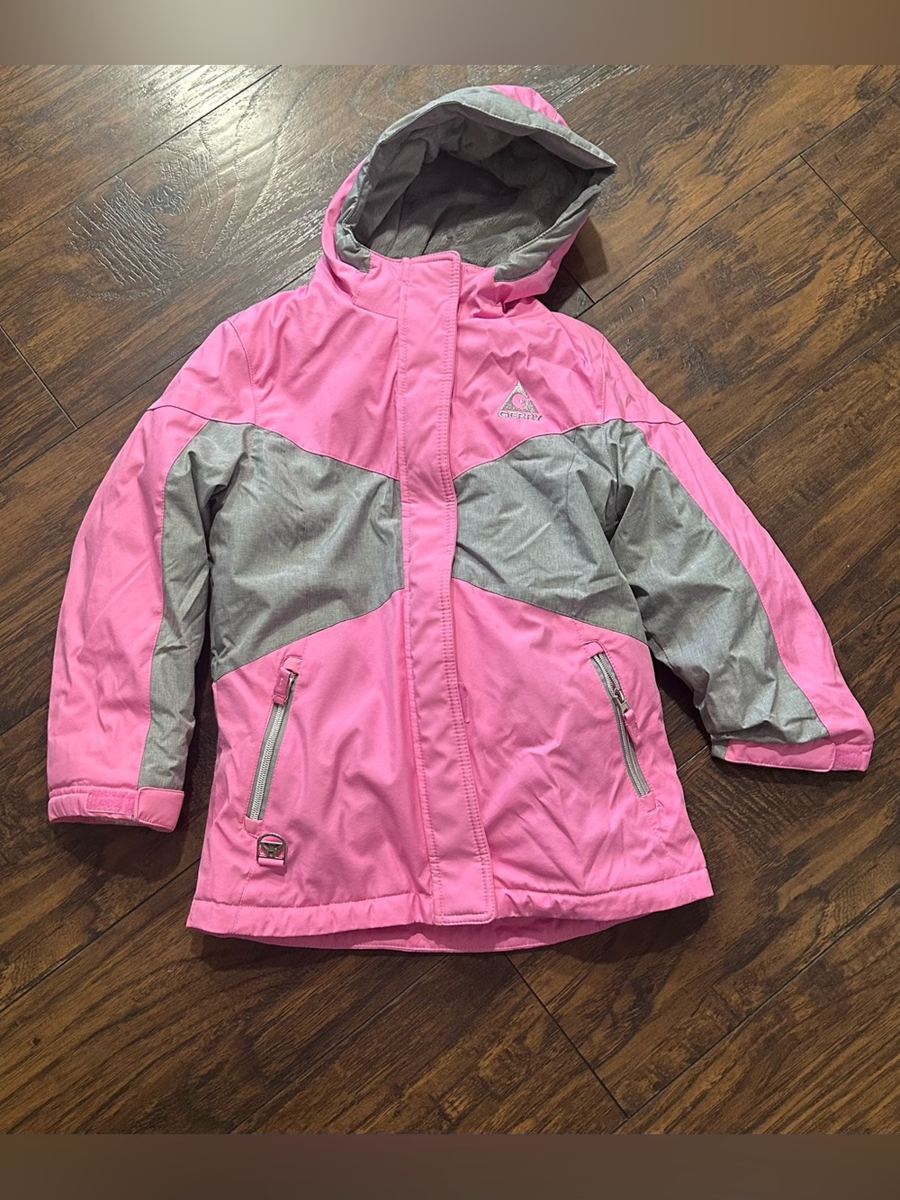 Girls' Gerry Pink & Gray Hooded Winter Jacket small 7/8
